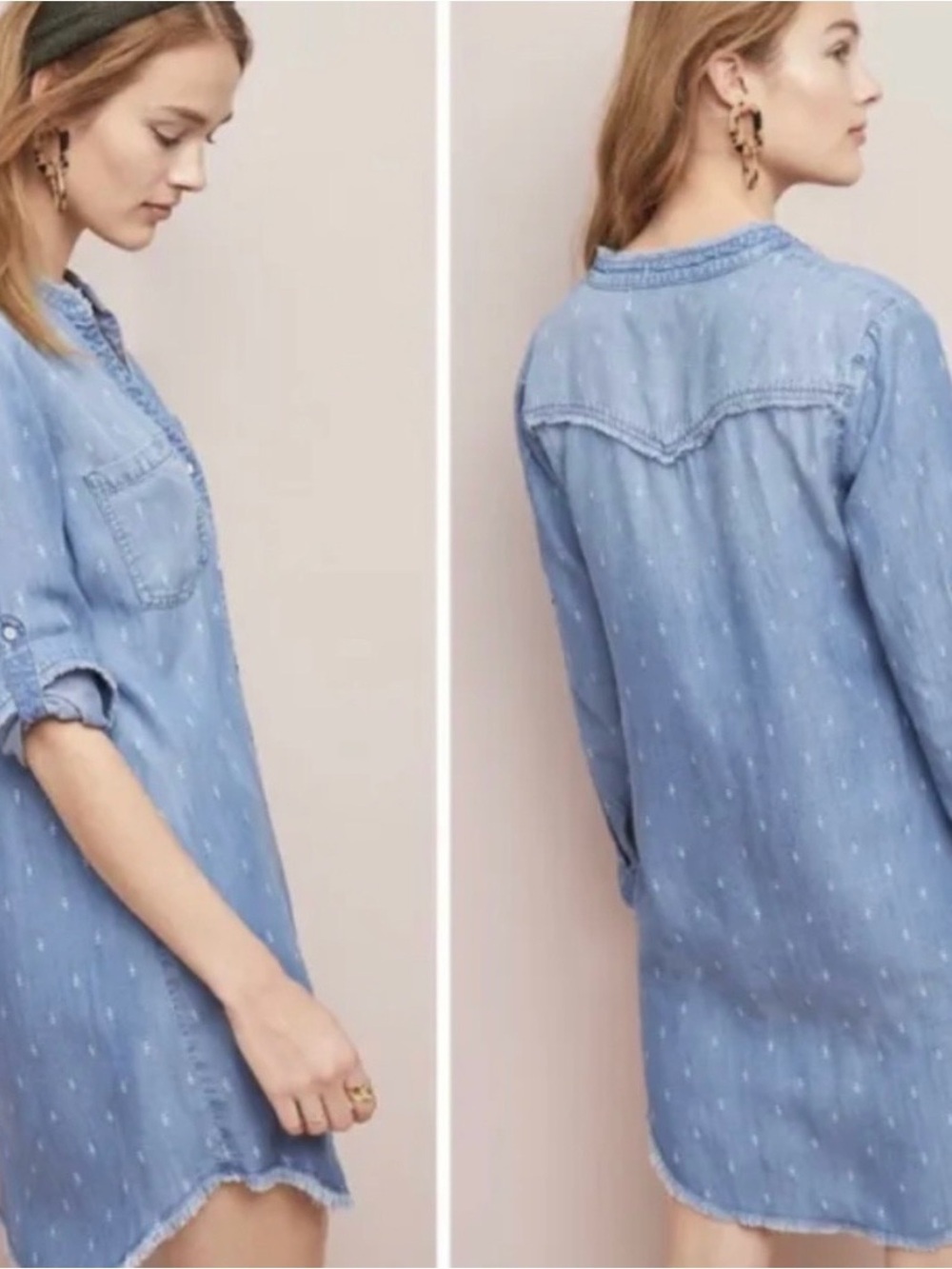 Cloth & Stone MaryLou Chambray Shirt Dress size Small Petite - Picture 2 of 11